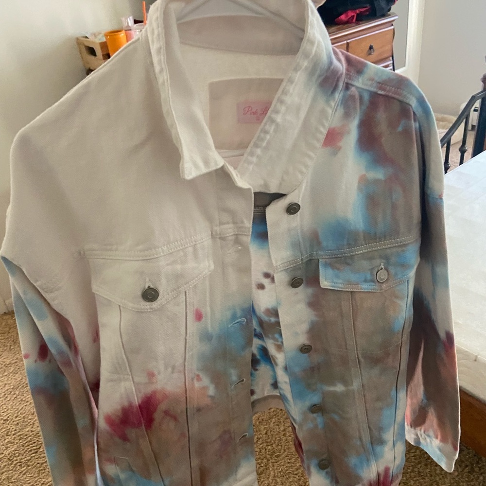 Pink lily tye dye jean jacket